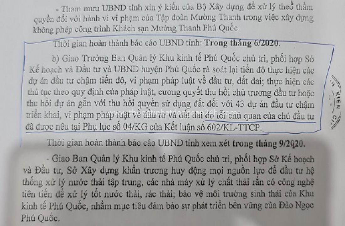 Phú Quốc: Đề xuất triển khai dự án có quyết định thu hồi 25